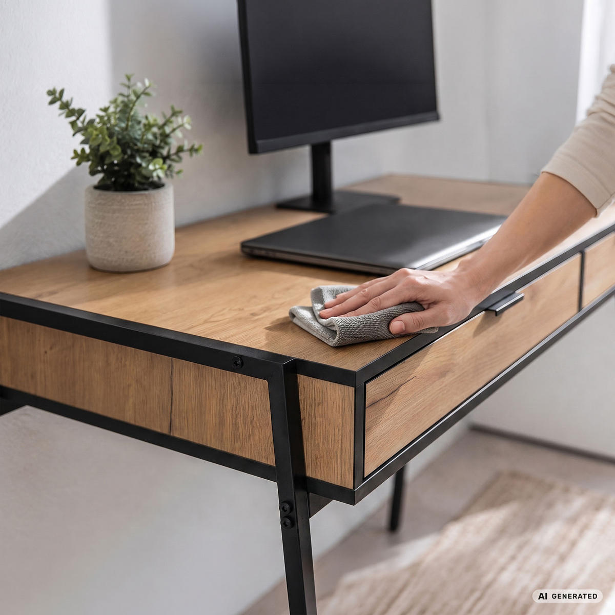 SCHREIBTISCH ZENTIA 100 cm Craft Eiche - Eichefarben/Schwarz, Holzwerkstoff (100/45/80.5cm) - Akord