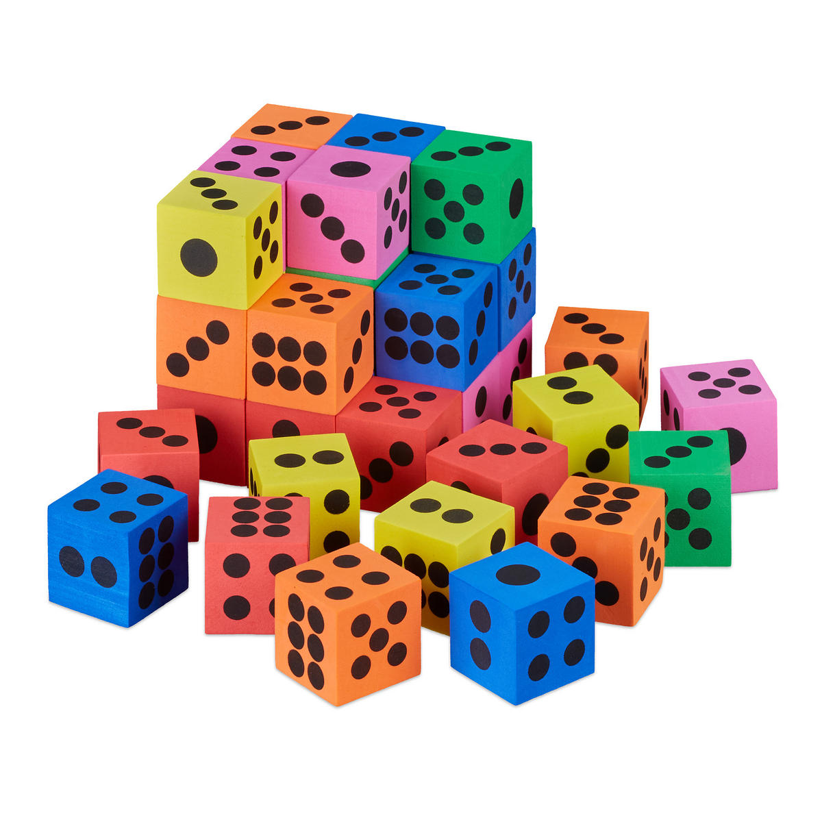 36xFLÜSTERWÜRFEL - Multicolor, Textil (4/4cm) - Relaxdays