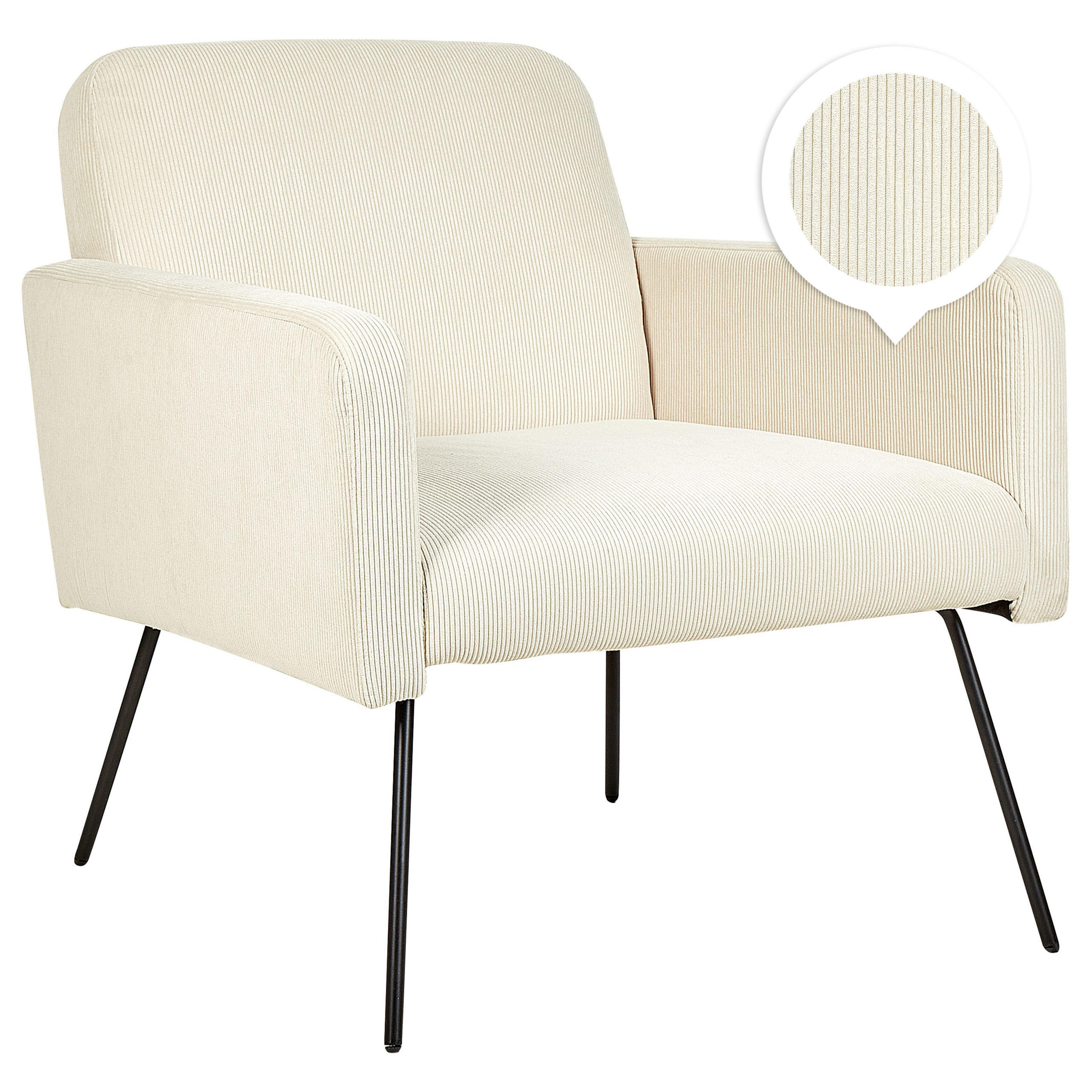 SESSEL Cord Beige Narken - Beige, Textil/Metall (72/77/76cm) - Beliani