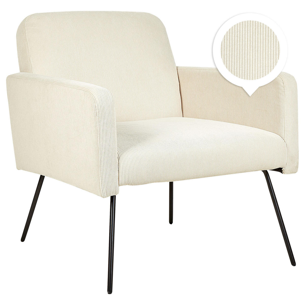 SESSEL Cord Beige Narken - Beige, Textil/Metall (72/77/76cm) - Beliani