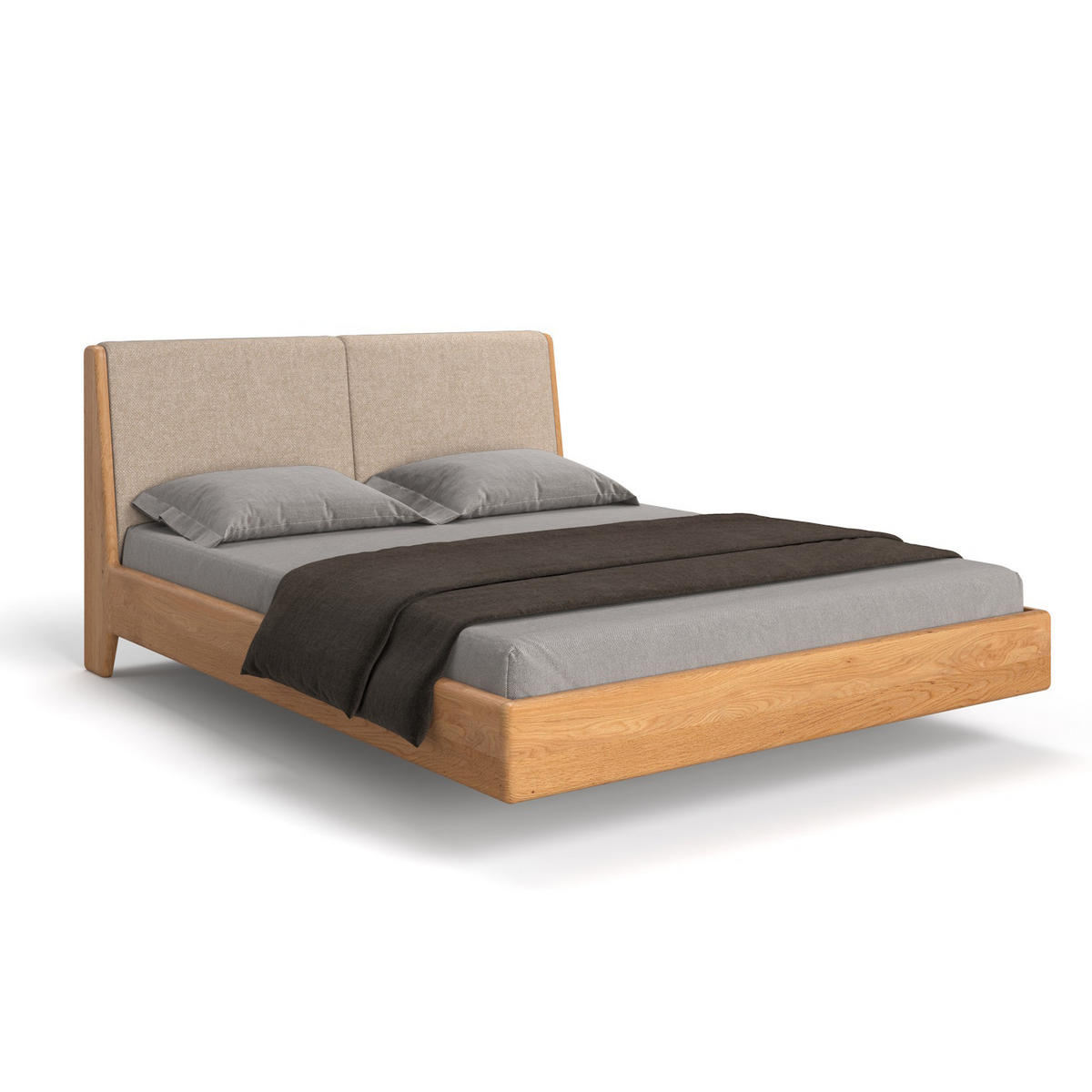 MASSIVHOLZBETT Lumo aus Eiche 200x220 cm, Storm 06 - Eichefarben/Beige, Holz (200/220cm) - Danzz