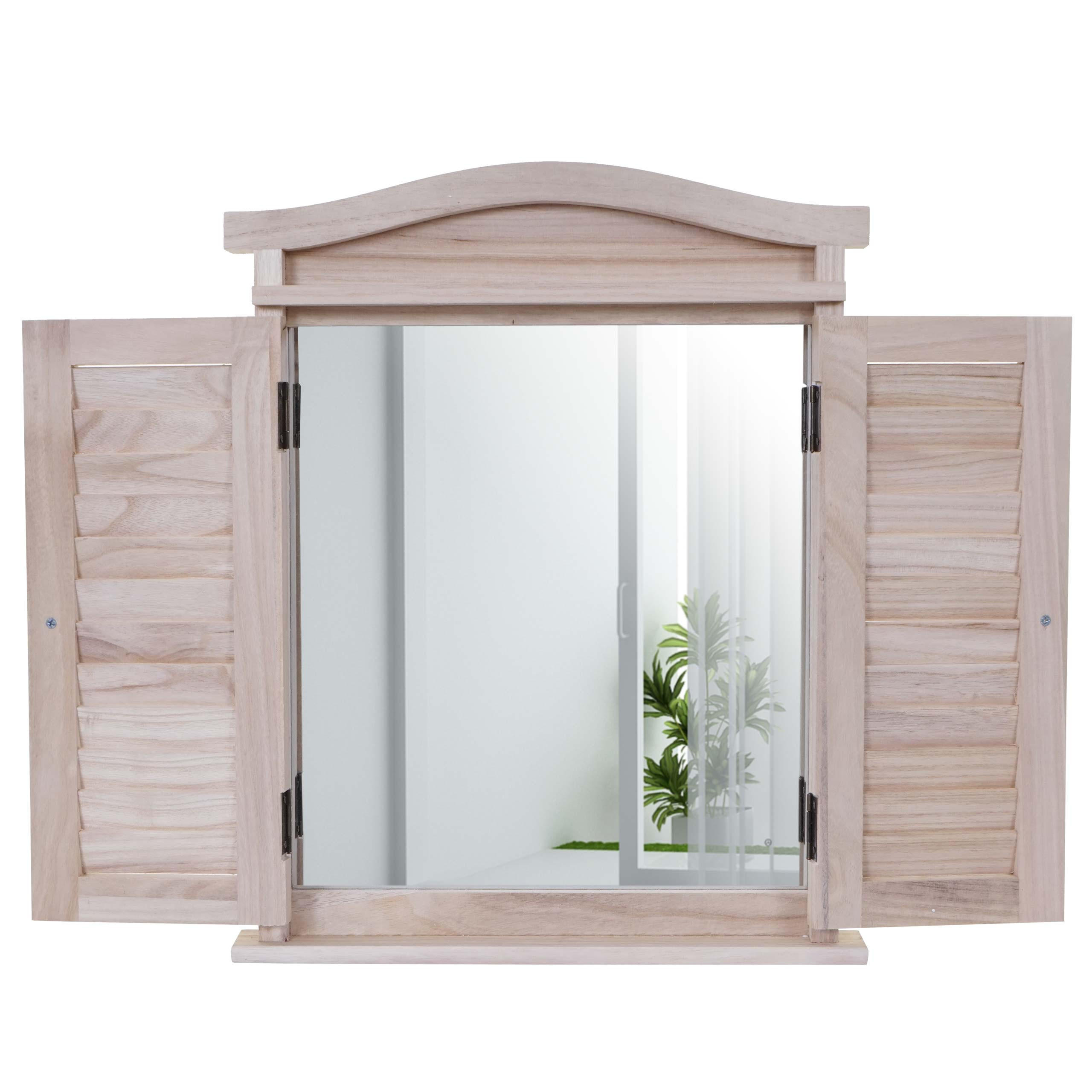 WANDSPIEGEL MIT FENSTERLÄDEN Braun - Braun, Holz (42/53/5cm) - MCW