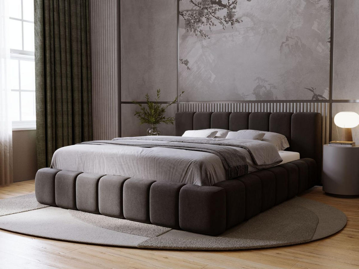 POLSTERBETT Orio 140x200 Schwarz - Schwarz, Textil (140/200cm) - Graingold