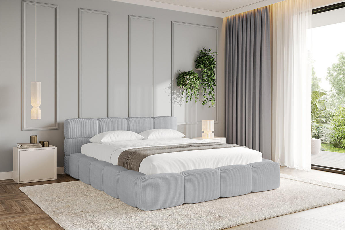POLSTERBETT mit Bettkasten und Lattenrost, Bett mit Matratze H3/H4, Kopfteil, Boxbett, Doppelbett mit Stauraum - NATA-v1 200x200 Grau - Graphitfarben, Holzwerkstoff/Textil (200/200cm) - ALTDECOR