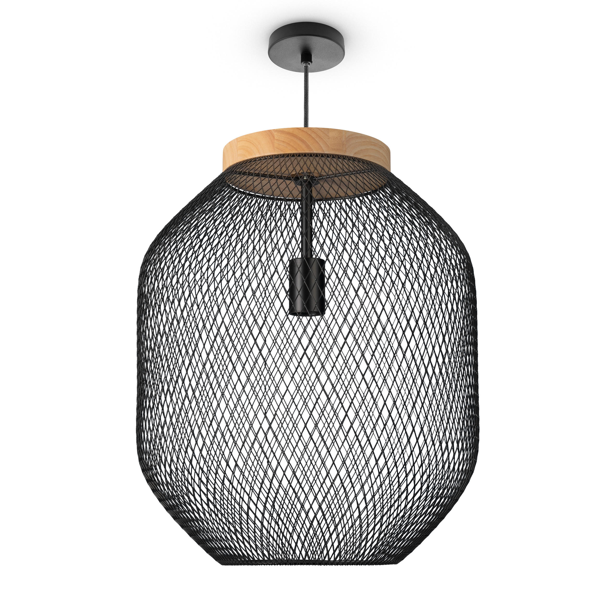 PENDELLEUCHTE Trapu L - Schwarz, Metall (40/40/48cm) - Paco Home