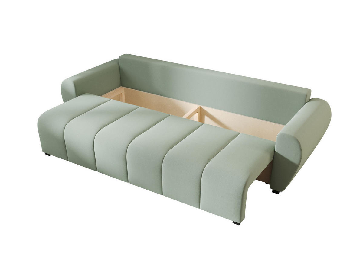 SOFA MOLISA mit Schlafffunktion COSMIC 16 mit Stauraum - Hellgrün, Textil (86/82/246cm) - Bedante
