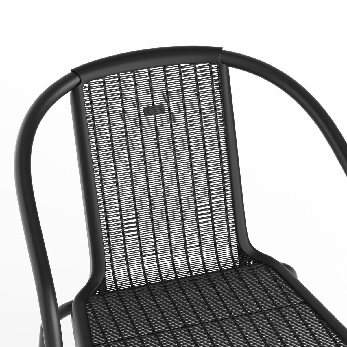 STAPELSTUHL 2er-set(2 Sthüle) aus PE-Rattan Metallgestell in Schwarz für Garten Terrase und Balkon - Schwarz, Metall (42/72/33cm) - Livingandhome