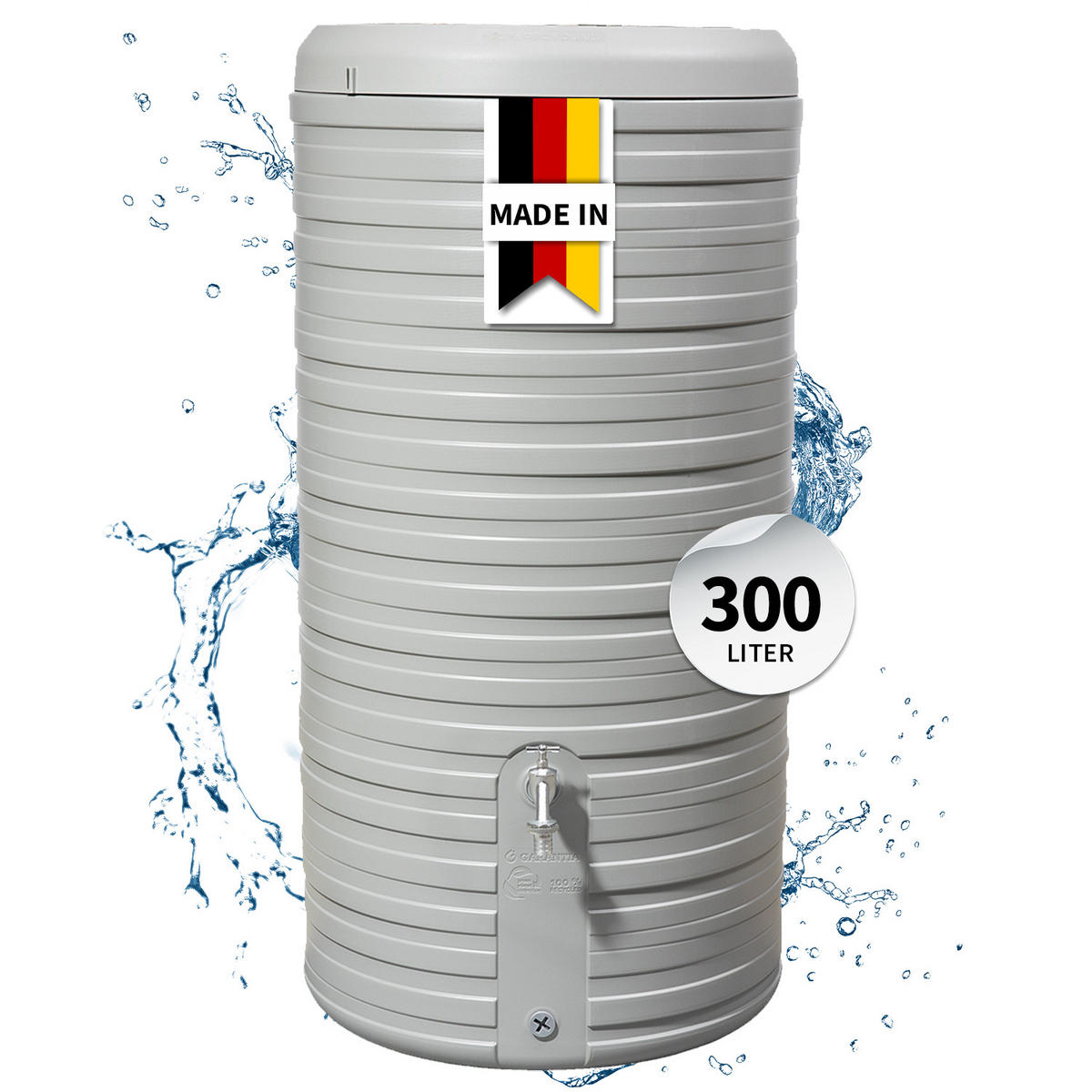 2IN1 Regenspeicher 300 L, steingrau inkl. Pflanzschale - Grau, Kunststoff (59/118/59cm) - GARANTIA