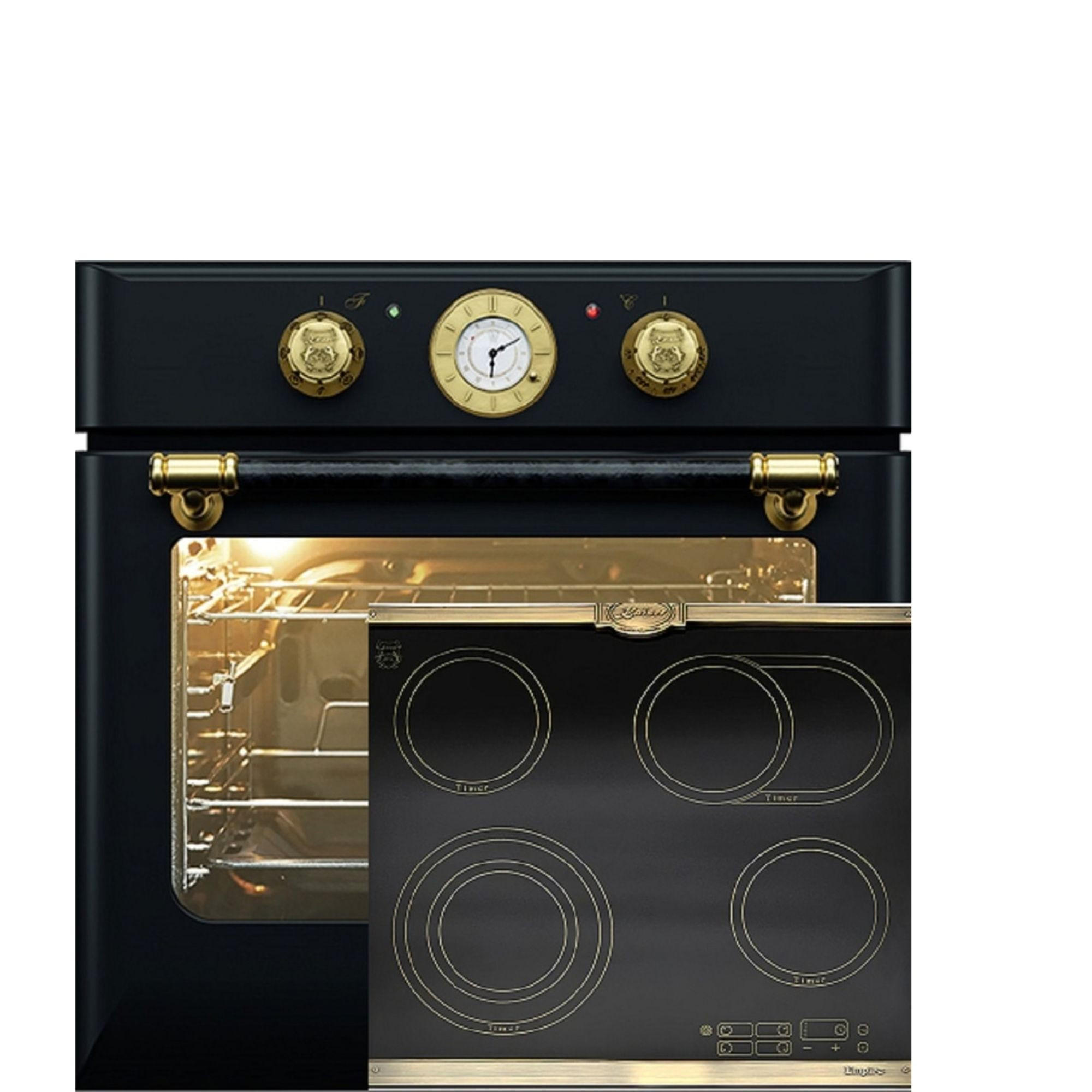 EINBAU-BACKOFEN 60 cm EH 6432 BE +KCT 6185 Em Glaskeramik Kochfeld 60 cm - Schwarz, Metall (59/59/54cm) - Kaiser Küchengeräte