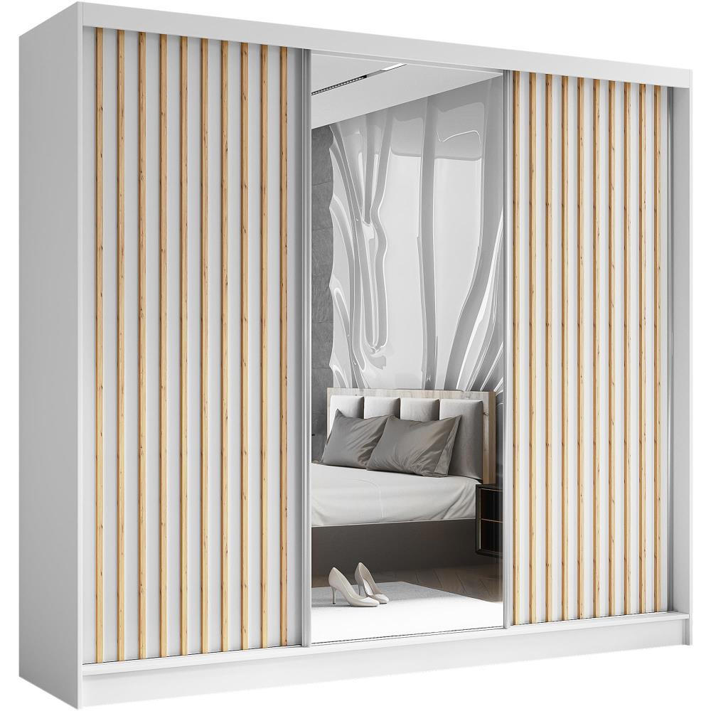 SCHWEBETÜRENSCHRANK Helix 240/216/61 weiß+eiche artisan - Weiß/Eiche Artisan, Holzwerkstoff (240/216/61cm) - Beautysofa