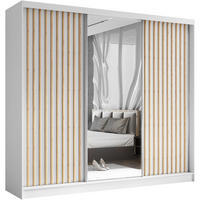 SCHWEBETÜRENSCHRANK Helix 240/216/61 weiß+eiche artisan - Weiß/Eiche Artisan, Holzwerkstoff (240/216/61cm) - Beautysofa