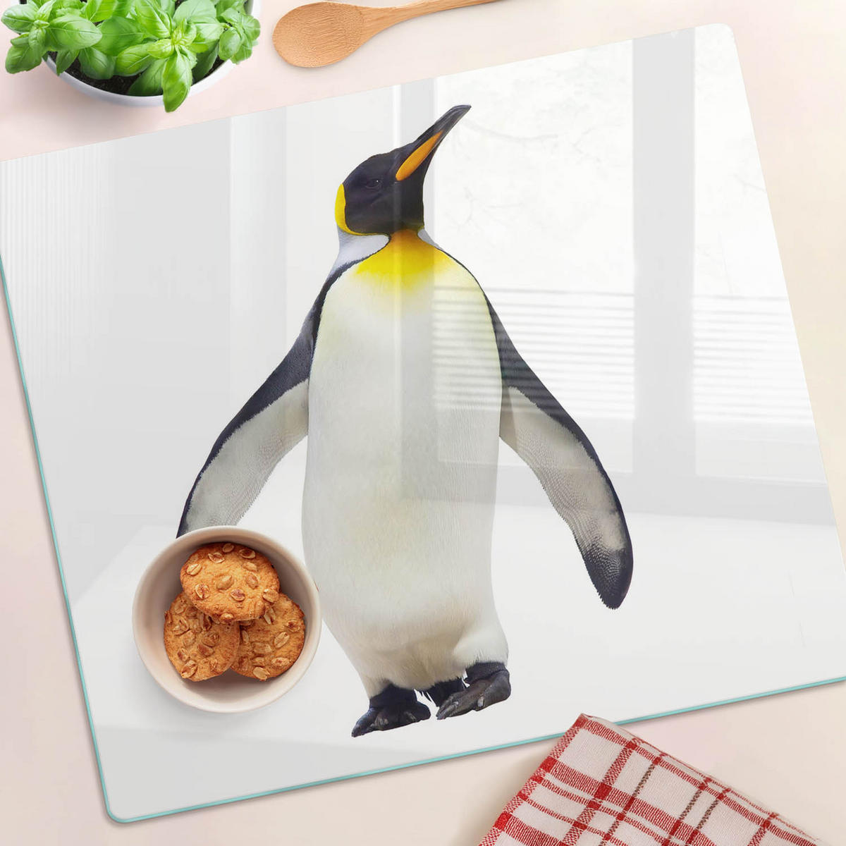 GLASPLATTE 60x52 cm Pinguin - Weiß, Glas (60/0.4/52cm) - TULUP