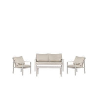 GARTEN-SET mit 2-Sitzer-Sofa, 2 Sesseln und Couchtisch in Beige Niran - Beige, Metall - Klast Home