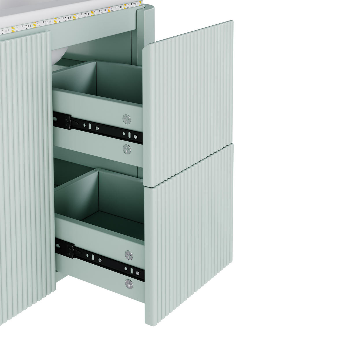 WANDMONTIERTER Waschtischunterschrank 80.5x47.5x51 cm Grün aus Holzwerkstoff & Keramik mit Schubladen - Grün, Holzwerkstoff (80.5/51/47.5cm) - Modfu