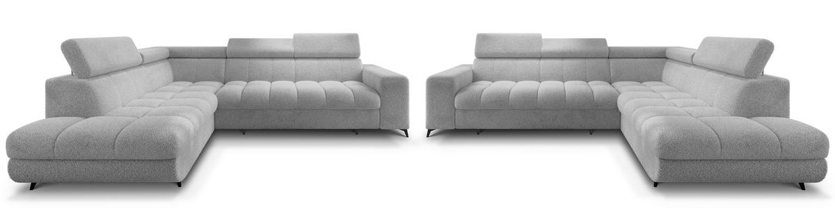 ECKSOFA MORIVA Q R-S Braun Boucle-Stoff mit Schlaffunktion - Braun, Holzwerkstoff/Textil (253/190cm) - MASSENO