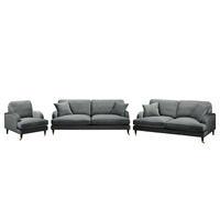 POLSTERGARNITUR (3-2-1) - Samt - Grau, Textil (211/85/96cm) - home24