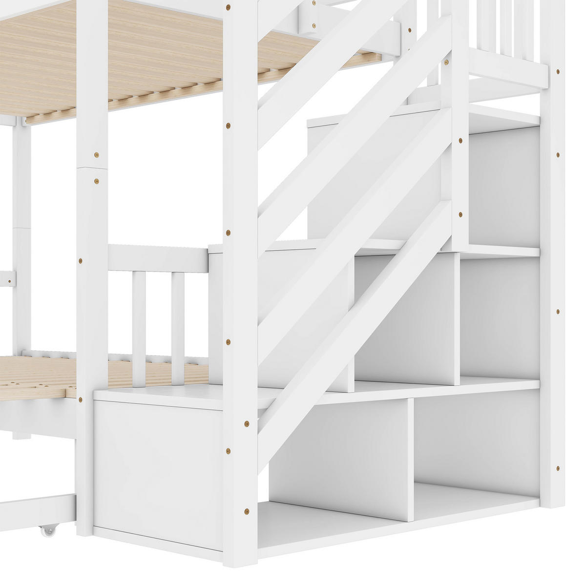 ETAGENBETT 90x200cm Weiß Kiefer Ausziehbett Schubladen - Weiß, Holz (90/200cm) - FLIEKS