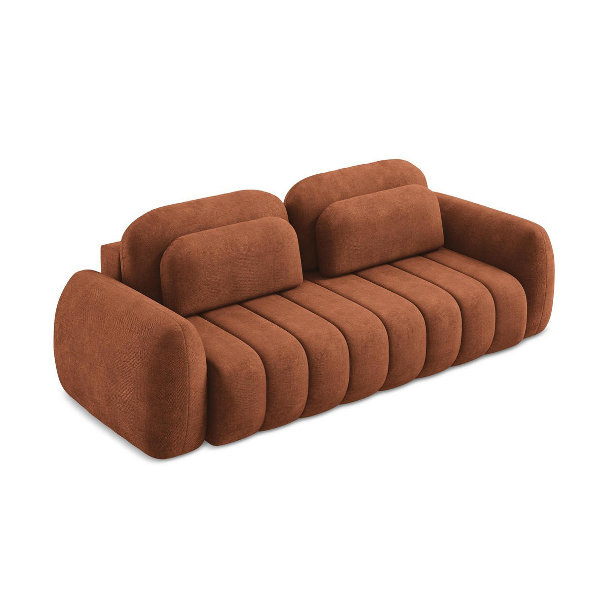 3-SITZER SOFA mit Schlaffunktion Chenille Stoff Orange - Terracotta/Schwarz, Holzwerkstoff/Kunststoff (266/95/121cm) - LaMiaSofa