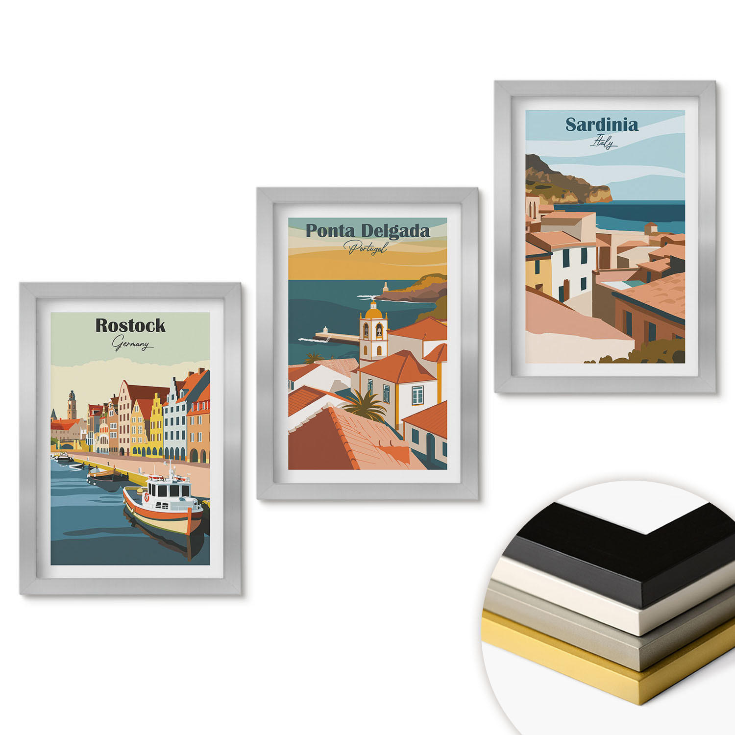 ArtPrintCave Wandbilder Silber 20x30 cm