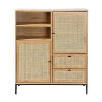 HOHE Buffetschrank mit Rattanfronten - L100 x H120 cm - JAYA - Apfelbaumfarben, Holzwerkstoff (40/120/100cm) - Calicosy