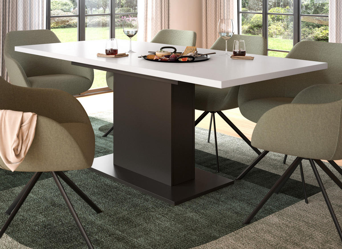 ESSTISCH weiß, grau, Küchentisch ausziehbar 150 - 190 cm - Weiß/Grau, Holzwerkstoff/Metall (150/90/76cm) - Inn.Furn