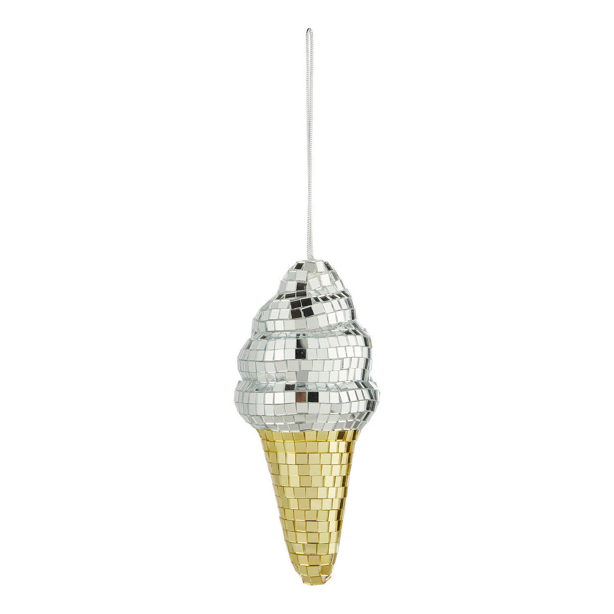 BAUMANHÄNGER DISCO Eistüte - Silberfarben, Glas (7/15/7cm) - Butlers