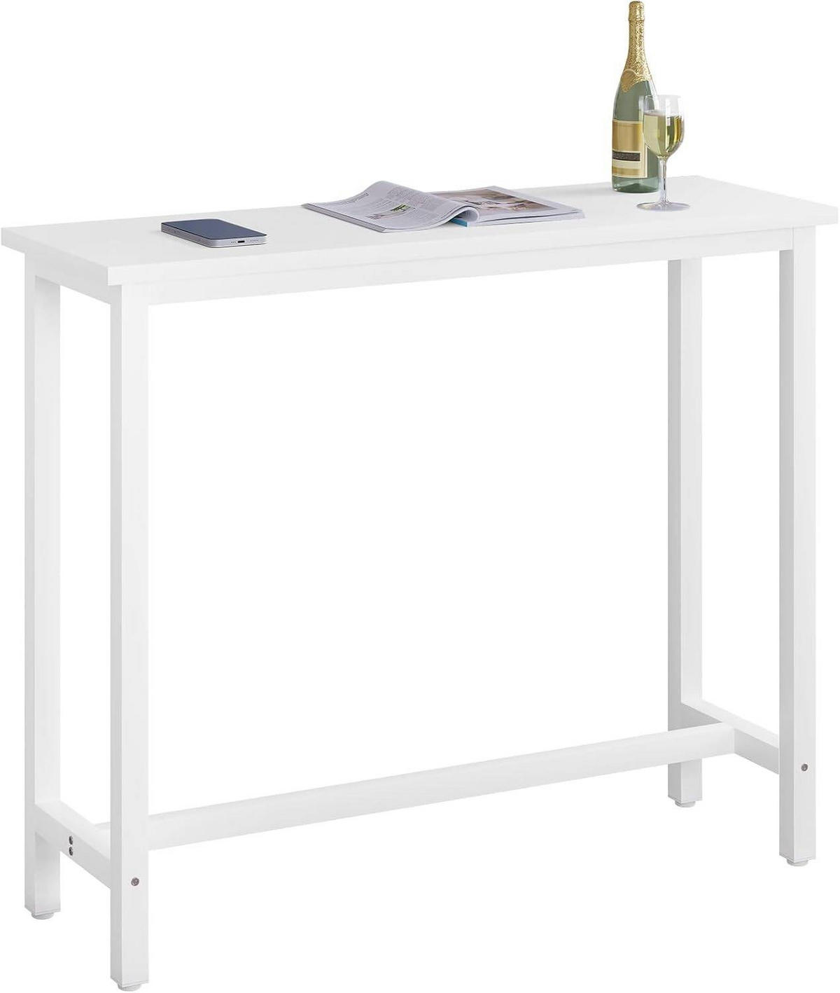 BARTISCH Set mit 2 Barhockern, aus Metall & Holz - Weiß, Holzwerkstoff/Metall (40/120/100cm) - Woltu