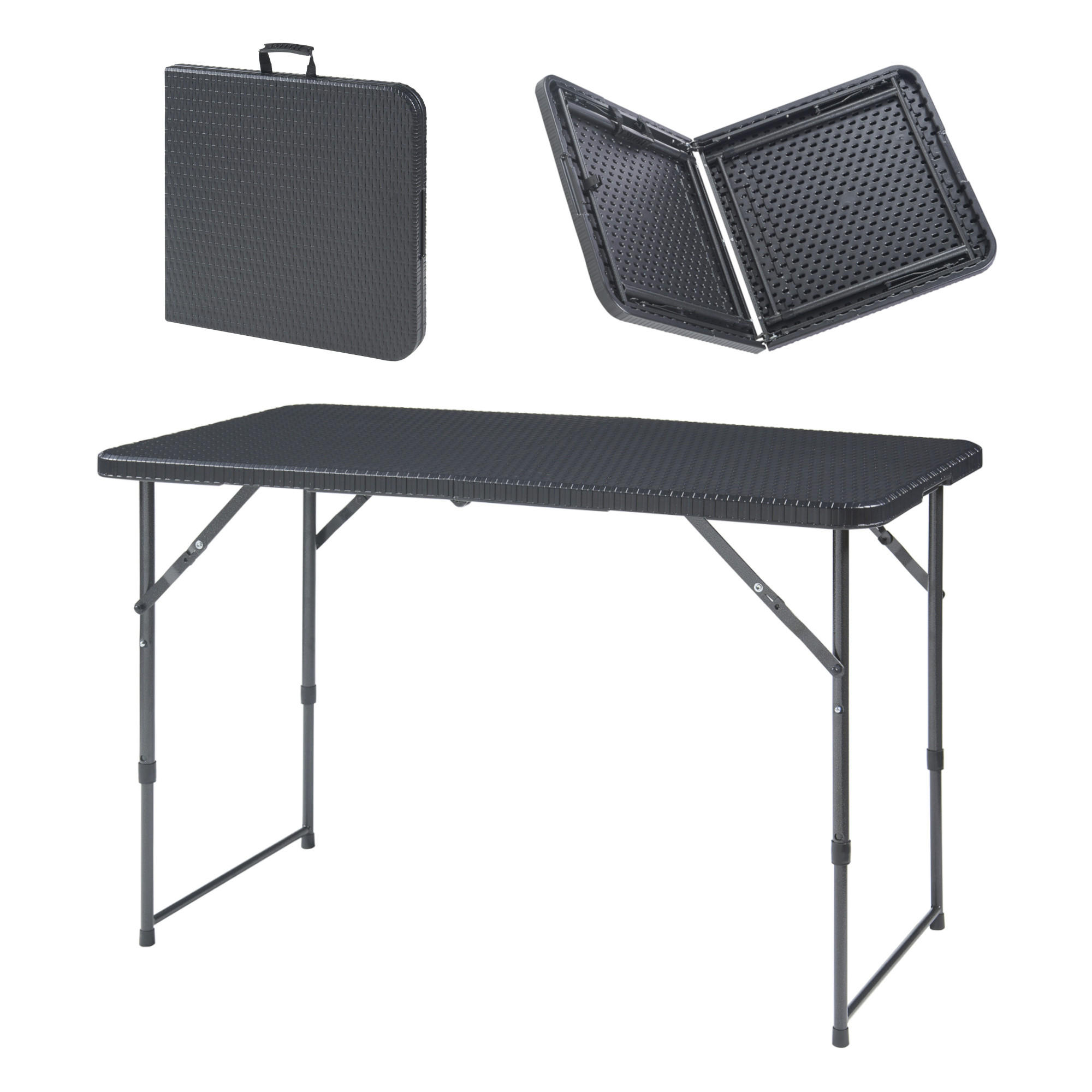 KLAPPTISCH Adelfia - Schwarz, Kunststoff/Metall (120/60/90cm) - [en.casa]