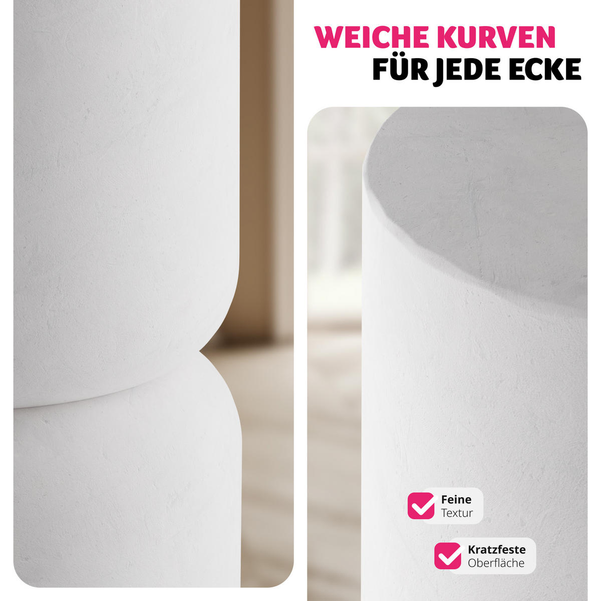 BEISTELLTISCH 2er Set Amine, 28 x 54,5 cm ,weiß - Weiß, Keramik (28/28/54.5cm) - tectake