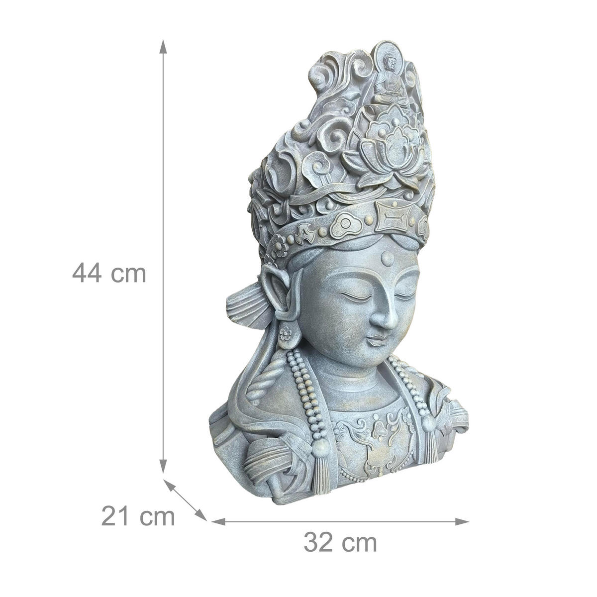 BUDDHA-BÜSTE - Grau, Kunststoff (32/44/21cm) - Relaxdays