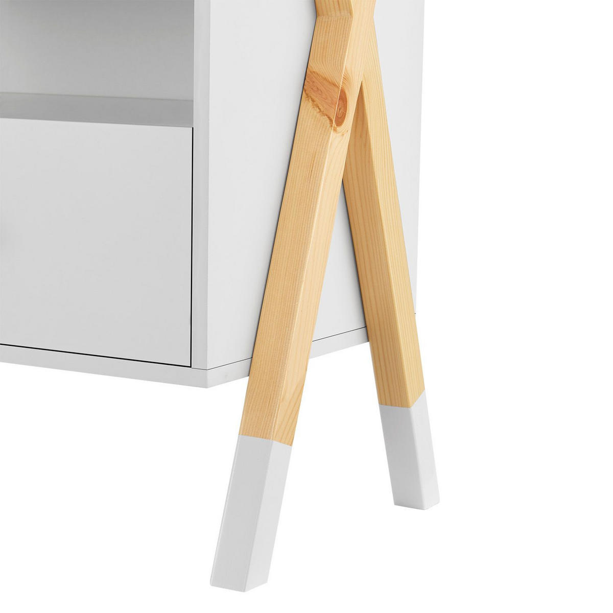 NACHTTISCH Jamie mit 1 Schublade Kinder - Weiß, Holz (30/55/46cm) - Juskys