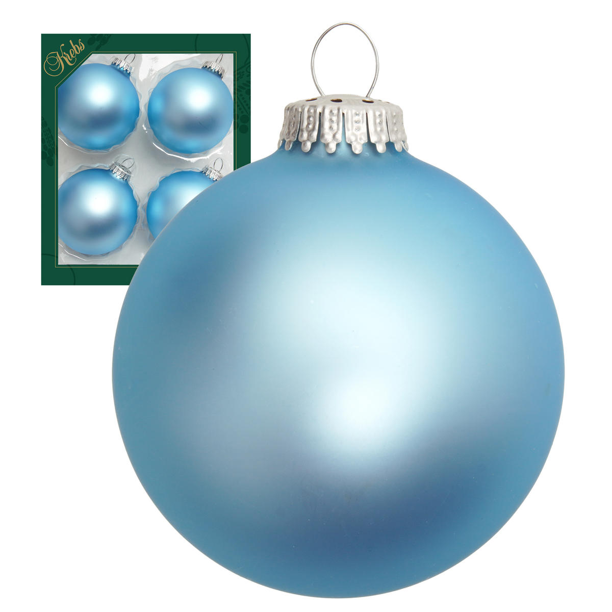 CHRISTBAUMKUGELN Uni-Design Elina Blau 8cm (Glas / 4 Stk.) - Blau, Glas (8/8/8cm) - Krebs Glas Lauscha