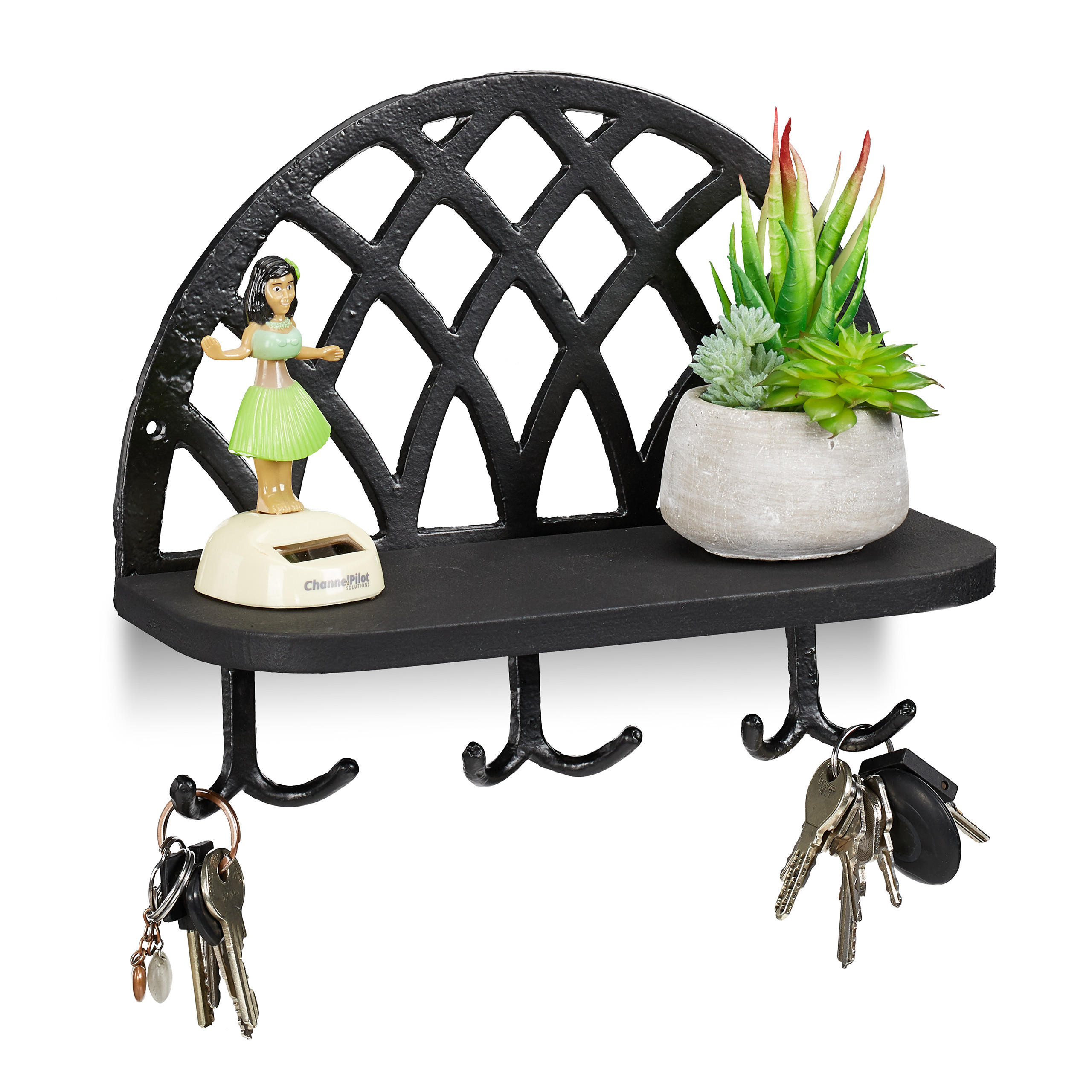 SCHLÜSSELBRETT - Schwarz, Holz/Metall (27/23/12cm) - Relaxdays