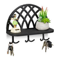 SCHLÜSSELBRETT - Schwarz, Holz/Metall (27/23/12cm) - Relaxdays