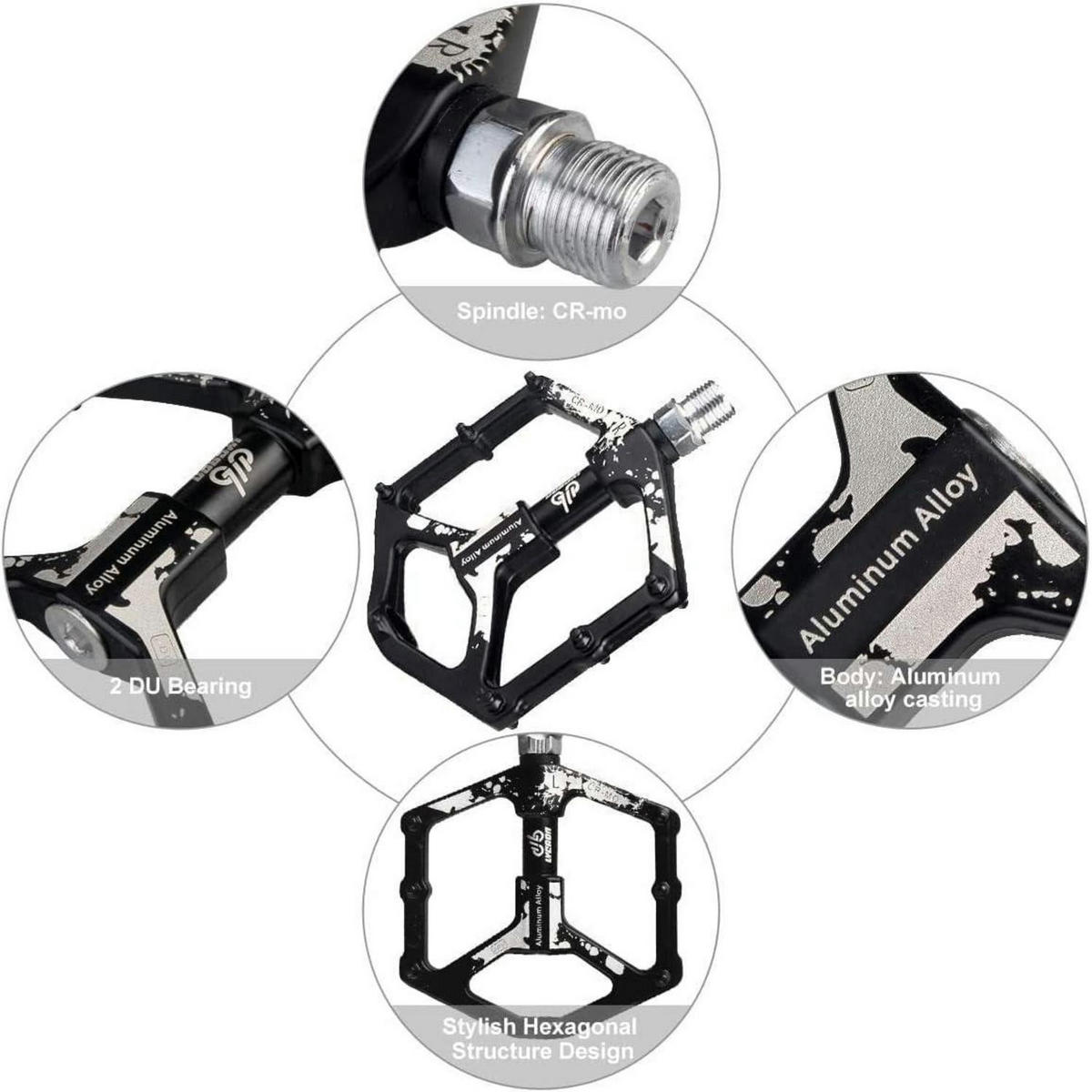 FAHRRADPEDALE 2-teiliges Set Aluminium Schwarz - Schwarz, Metall (8.2/1.8/10.2cm)