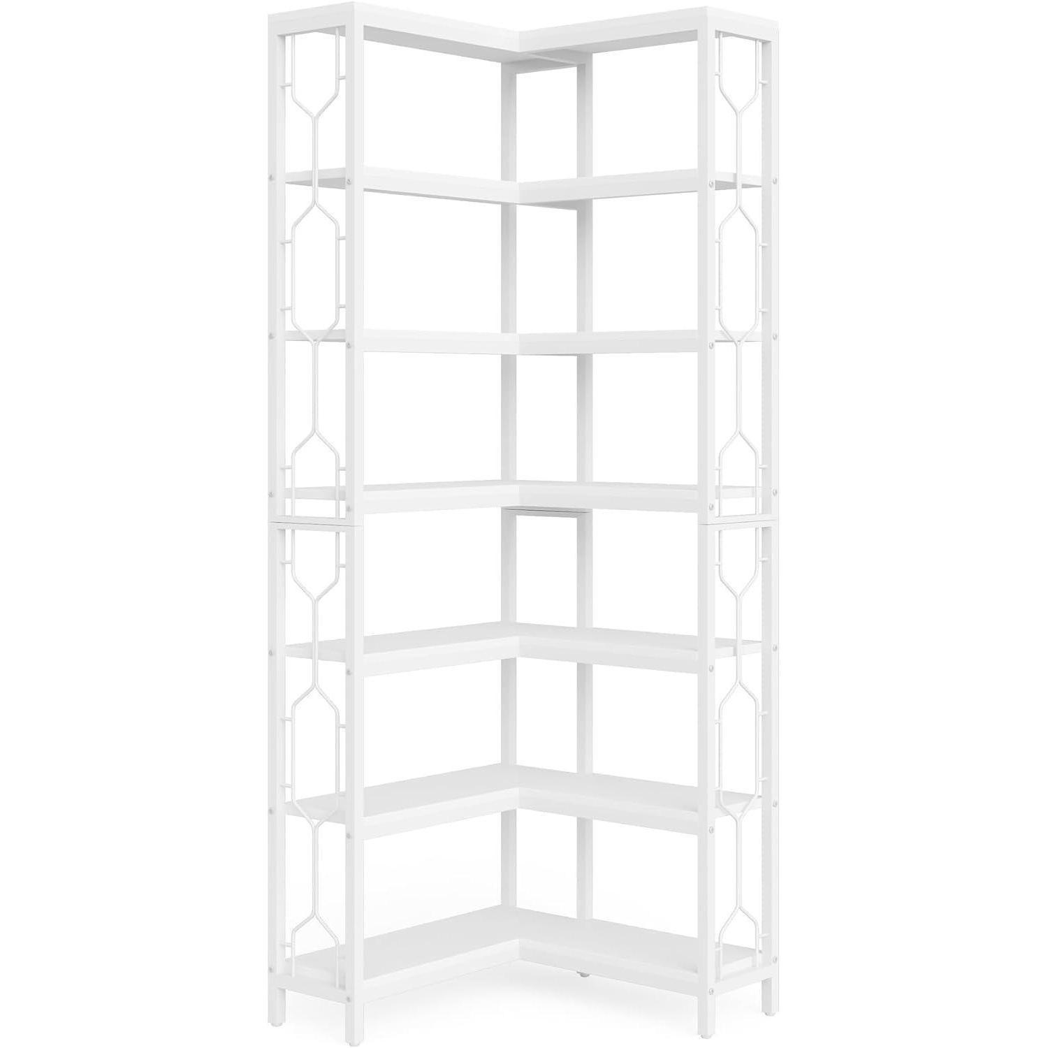 BÜCHERREGAL Eckregal 7-stöckig Weiß - Weiß, Metall (60/200/60cm)