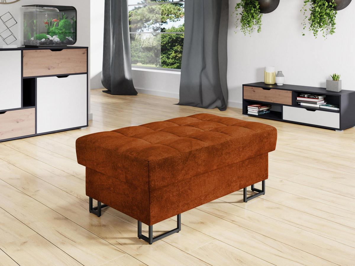 POLSTERHOCKER Laris - Schwarz/Bronzefarben, Holz/Textil (106/44/67cm) - MIRJAN24