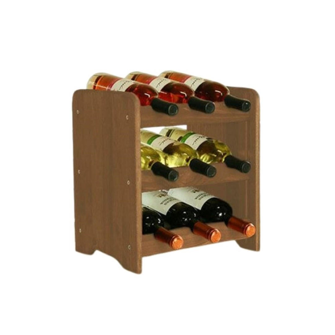 WEINREGAL Pinotwine C 36x34,4x26,5 cm 9 Flaschen Massives Kiefernholz Braun Geölt - Braun, Holz (34.4/36/26.5cm) - PROREGAL