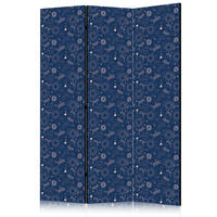 PARAVENT Beidseitig Bedruckter 3-tlg 135x172 cm Sonne Sterne Weltraum Boho - Blau, Holz/Textil (135/172/3cm) - Muralo