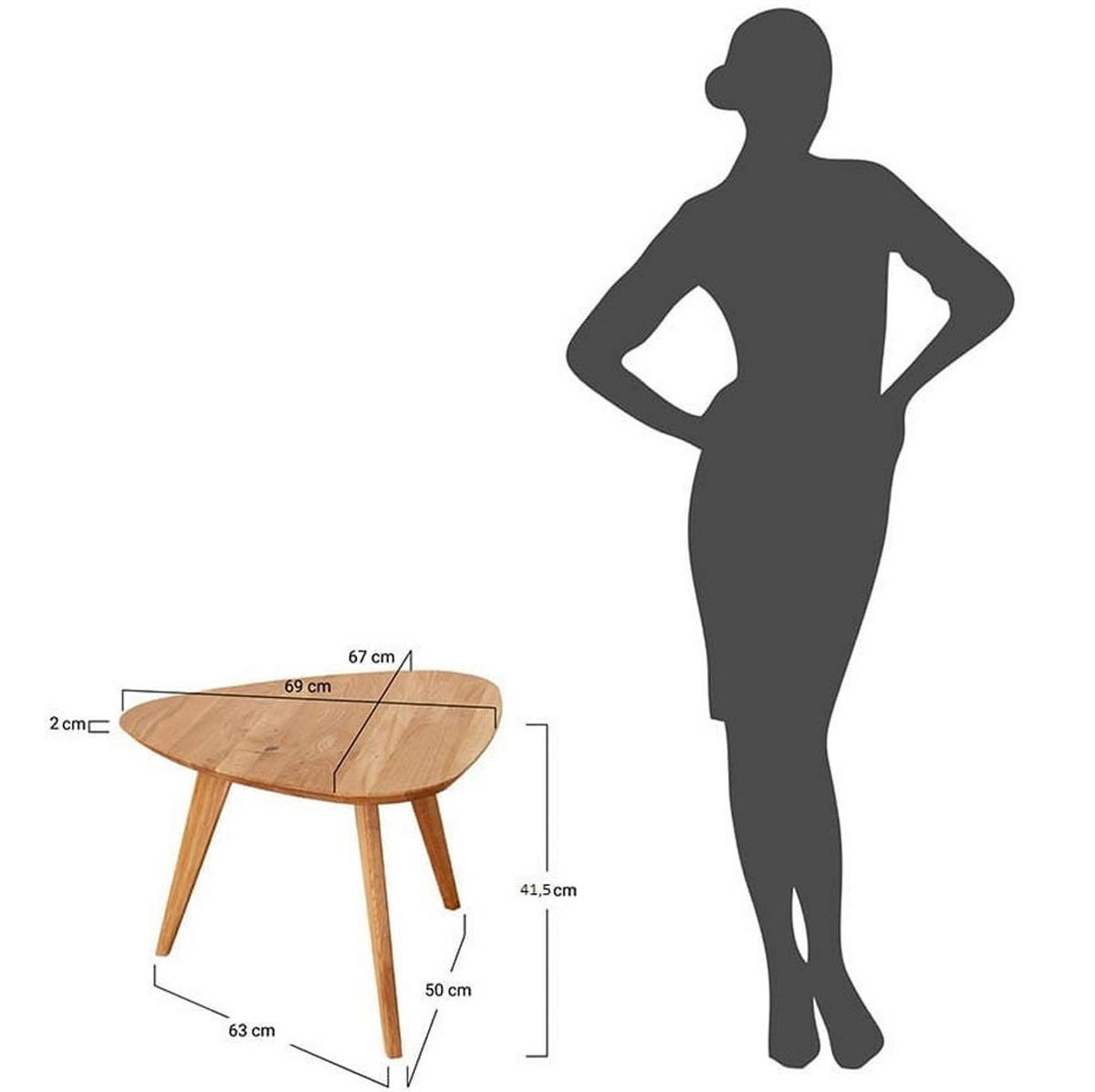 COUCHTISCH Orbetello Eiche Natur 68 / 67 / 50cm - Eichefarben, Holz (67/68/50cm) - Feldmann-Wohnen