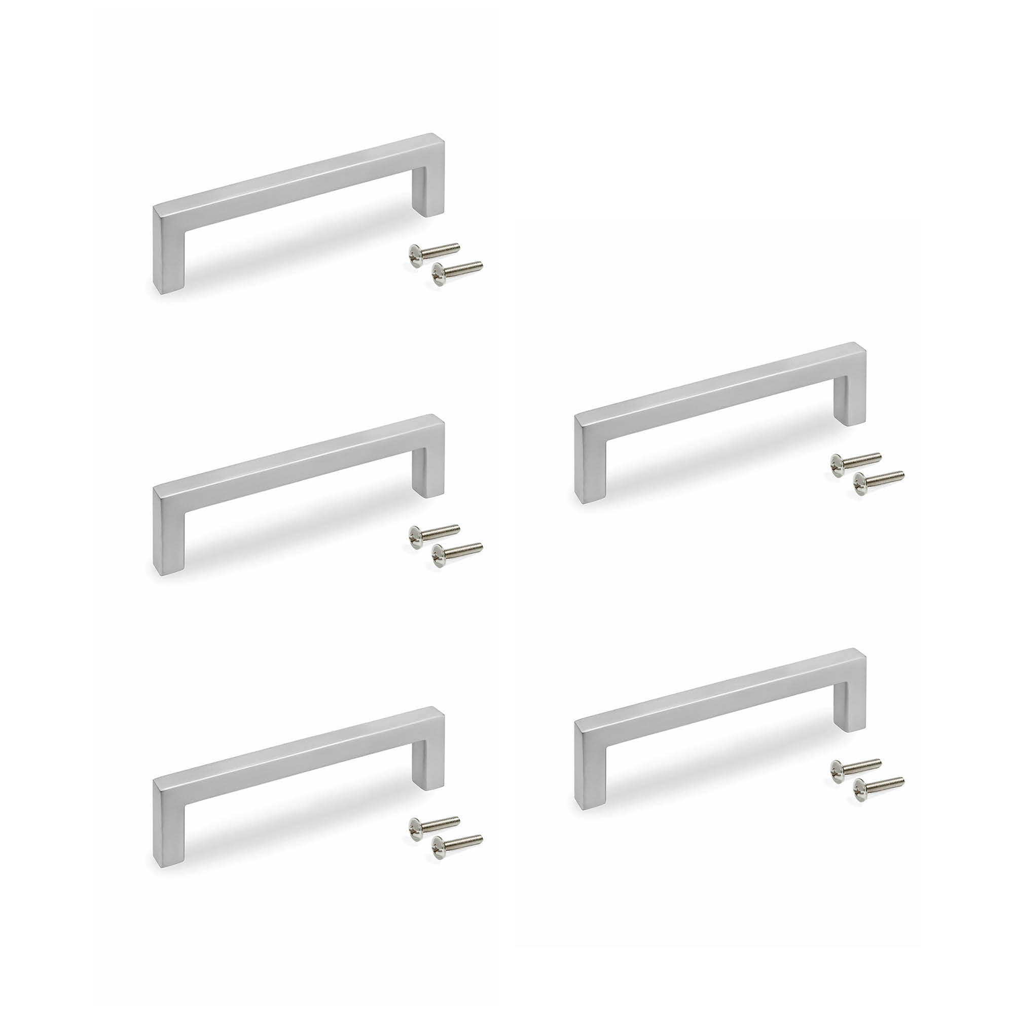 MÖBELGRIFFE Habana, L136mm, 128mm Achsenabstand, Zamak, Nickel satiniert 5er-set - Silberfarben, Kunststoff (0.9/4/13.6cm) - EMUCA