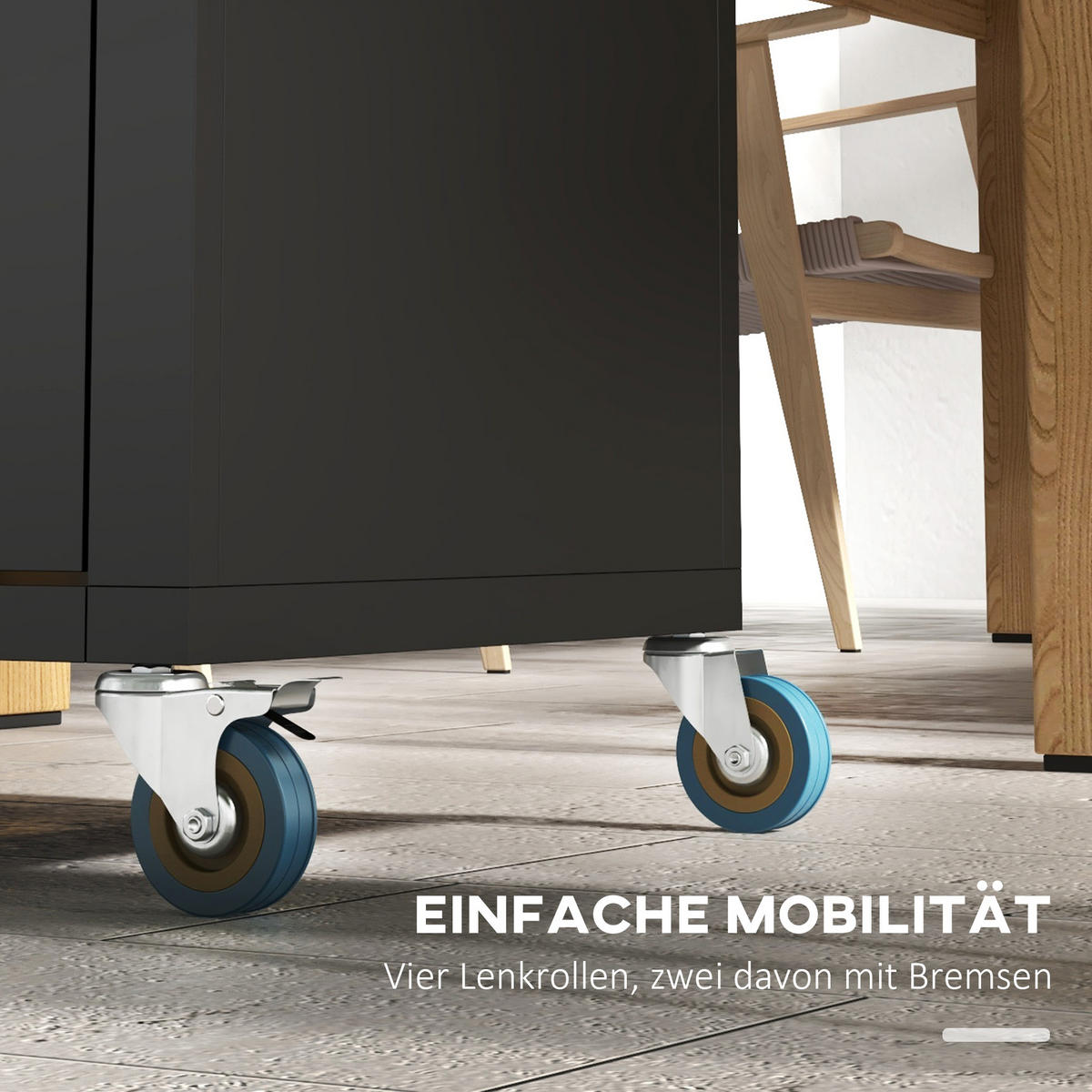KÜCHENWAGEN, Eisen, Edelstahl, Schwarz - Schwarz, Metall (50/86.5/86cm) - HOMCOM