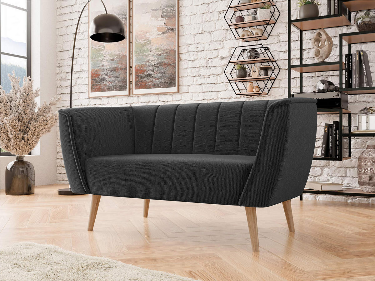 SOFA Pas 2 - Dunkelgrau/Naturfarben, Holz/Textil (142/75/74cm) - MIRJAN24