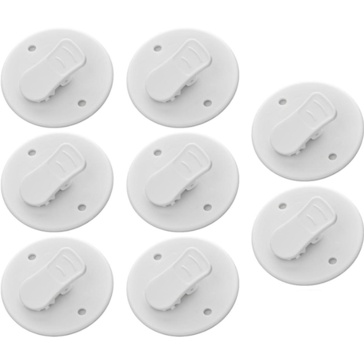 DUSCHVORHANGKLAMMERN 8er-Set Weiß ABS 5,5 x 5,5 cm selbstklebend winddicht wasserdicht - Weiß, Kunststoff (5.5/5.5cm) - MCBOSON