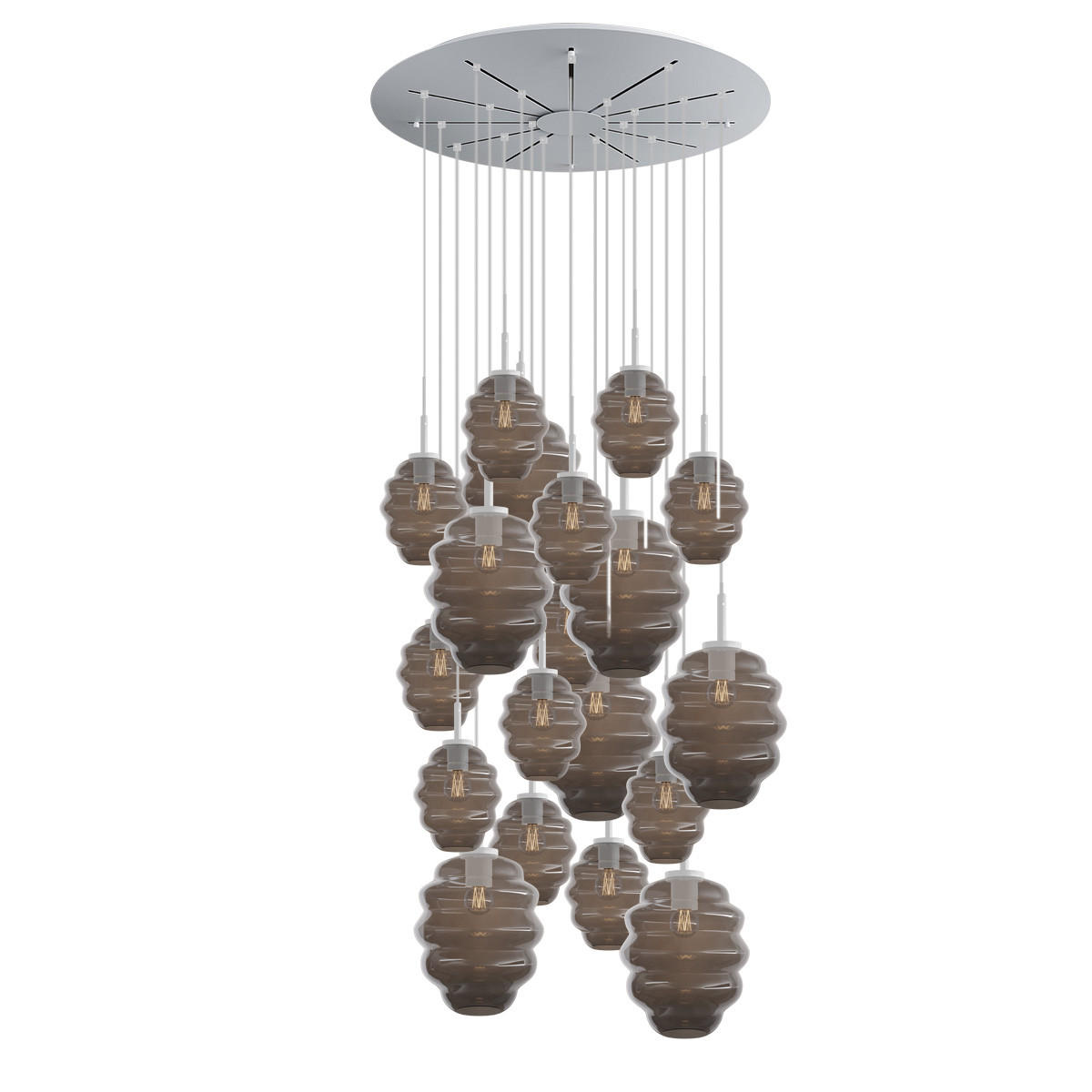 GALERIELEUCHTE Echos 20-flammig Rauch Ø 18/25cm - Anthrazit/Weiß, Glas (18/18/20cm) - s.luce