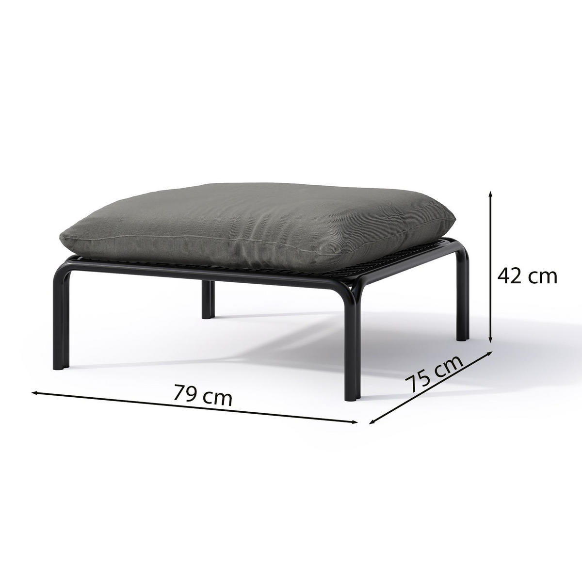 GARTENHOCKER Worcully Beige/Schwarz mit wasserabweisendem Stoff, 75 x 72 cm - Beige, Textil (75/42/72cm) - Selsey