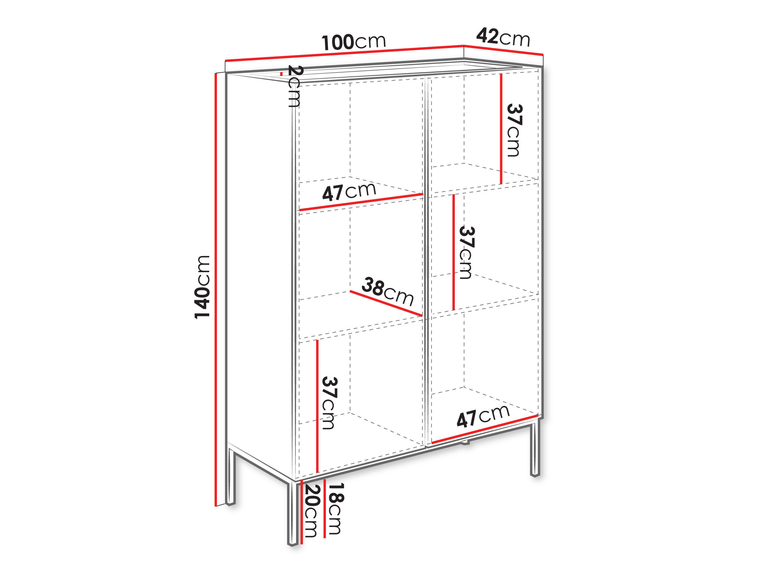 KOMMODE Como 100 2D - Schwarz/Eiche Artisan, Holzwerkstoff/Metall (100/140/42cm) - MIRJAN24