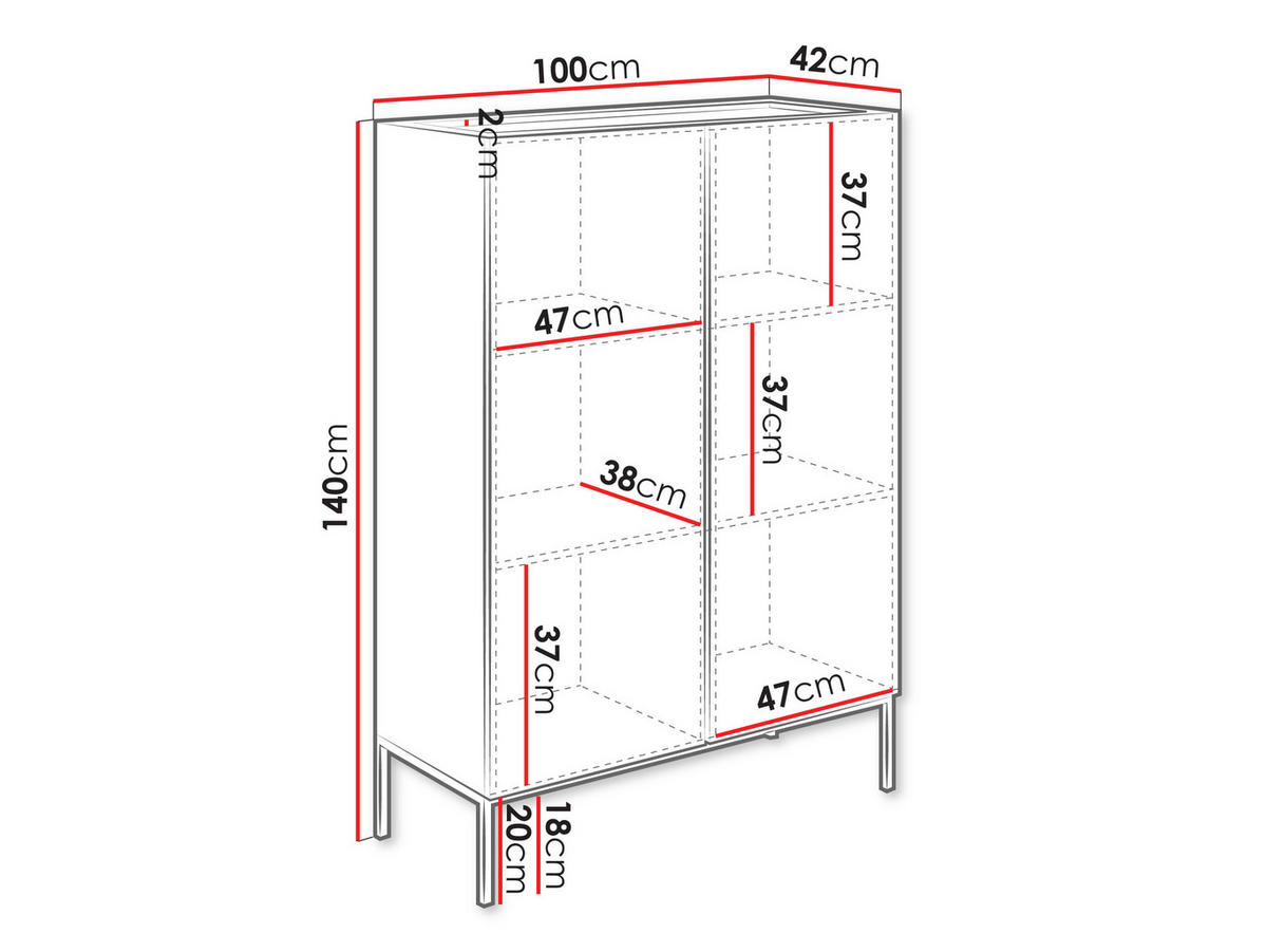 KOMMODE Como 100 2D - Kaschmir/Schwarz, Holzwerkstoff/Metall (100/140/42cm) - MIRJAN24