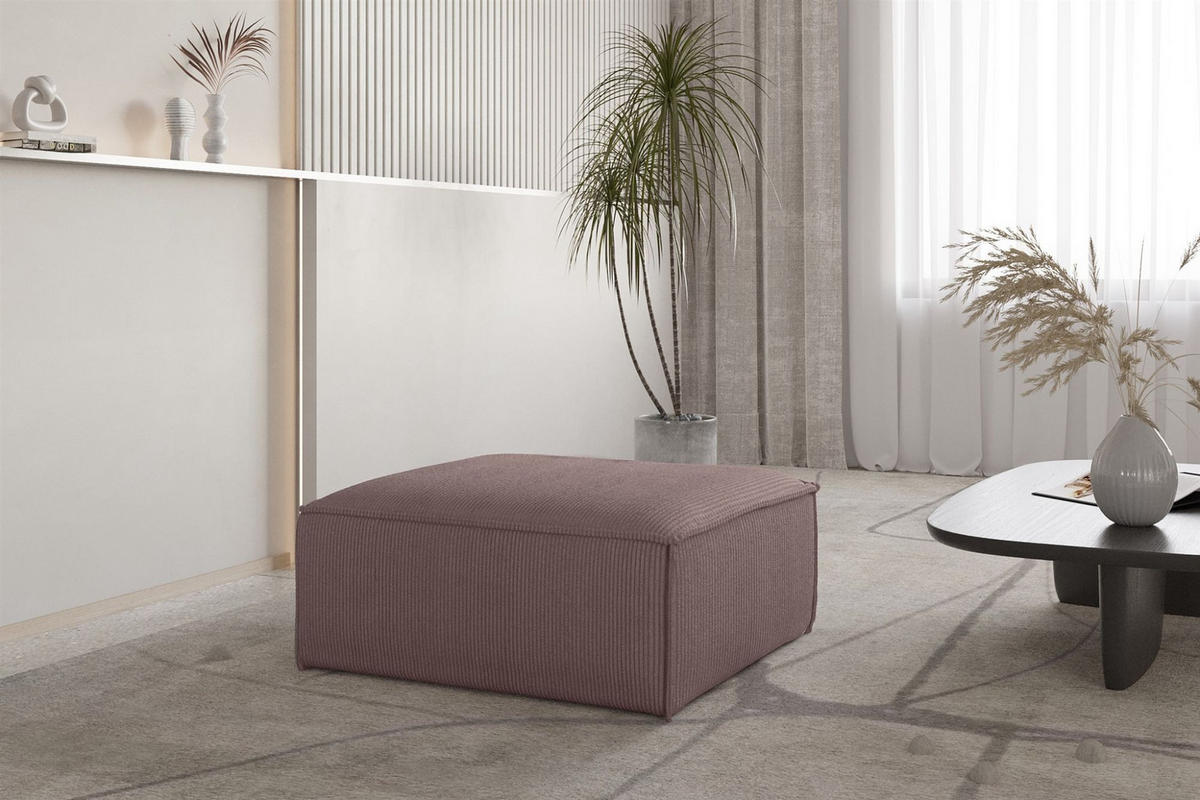POLSTERHOCKER Celes Premium In Scala - Lila, Holzwerkstoff/Textil (105/40/105cm) - Fun Möbel