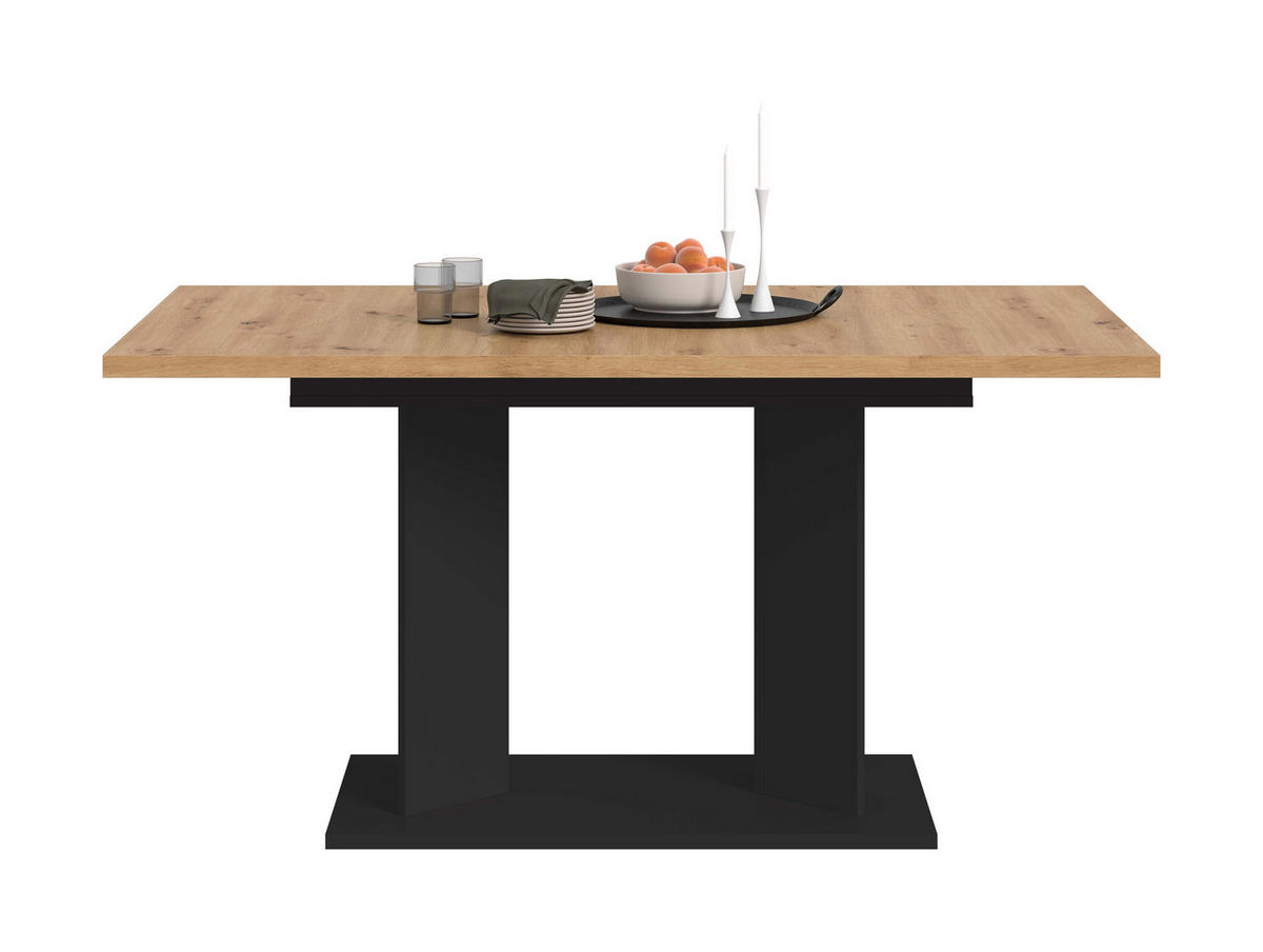 ESSTISCH GUSTAV (B/H/T: ca. 190/76/90 cm) in schwarz/Artisan Eiche Nachbildung - Schwarz, Holzwerkstoff (90/190/76cm)